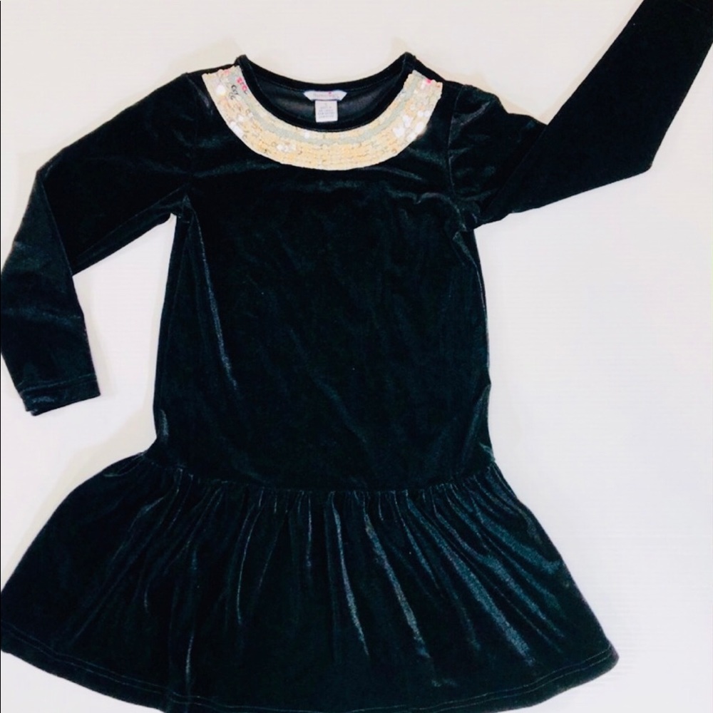 Heartstrings Girls Black Velour Holiday Dress Size 5